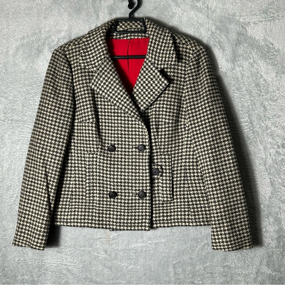 Womens Union ILGWU Blazer‎ Jacket Size Small Houndstooth Lined Classy Work Vtg